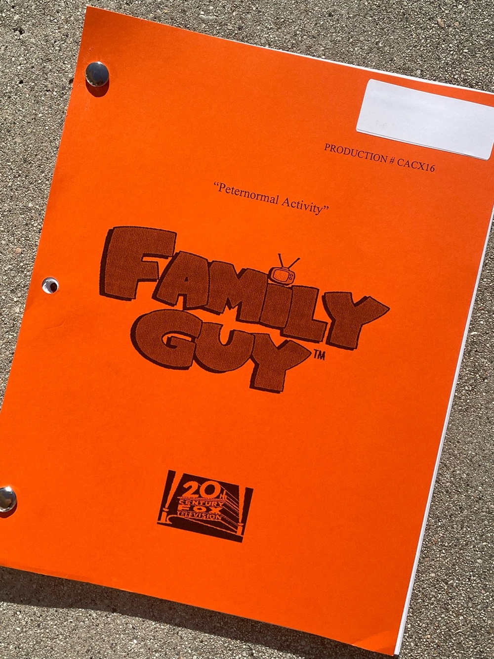 Family Guy 2014 Peternormal Activity Production Used Table Script Horror Parody!